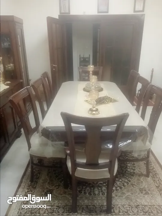 طاولة سفرة ثمانية مقاعد بحال الجديد موديل ثقيل خشب زان صنف ممتاز