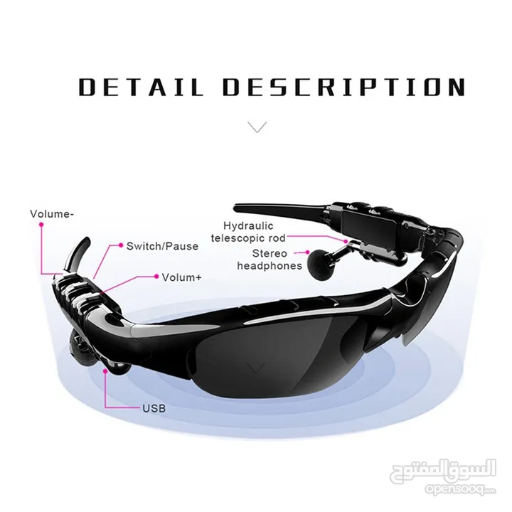 Bluetooth-Compatible Sunglasses Sport Earphone Portable Noise Reduction Earphone For Fitness Jogging
