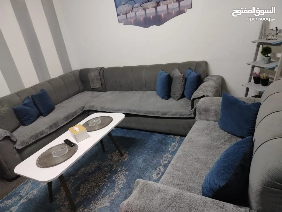 طقم كنب لون سكني حرف L