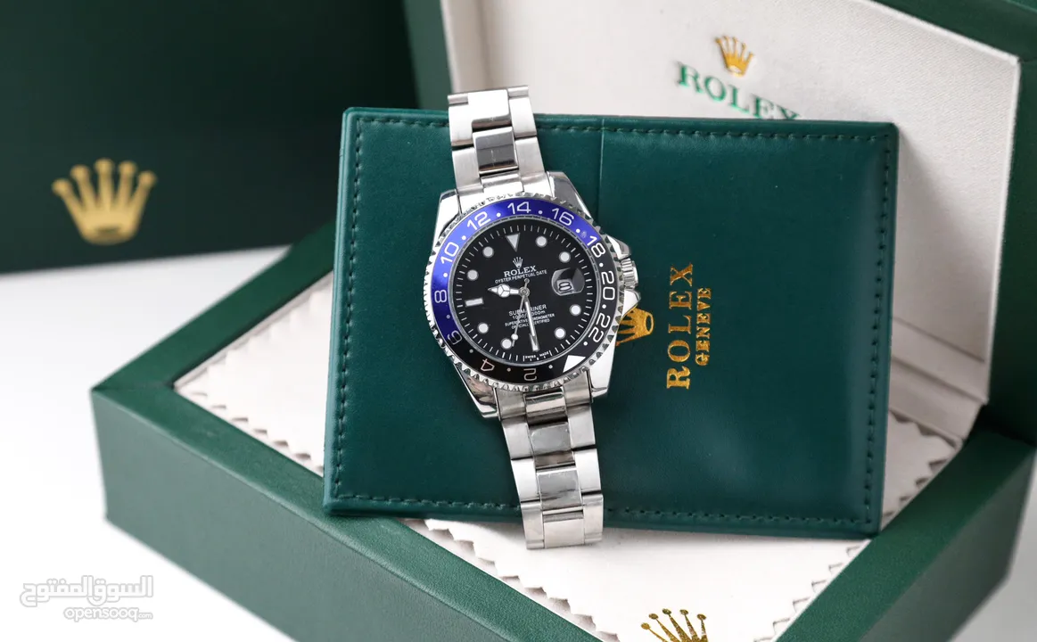 ساعات Rolex ستيل + جلد مع بكج رولكس لساعة وبطاقة كفالة لمدة سنة كاملة من تاريخ الاستلام  تواصل واتس