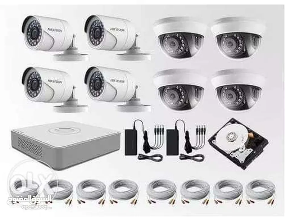نظام كاميرات 2 ميجا بكسل 4 كاميرات مع كامل  اغراضهم جاهز للتركيب بسعر حرق   camera hikvision 2mega