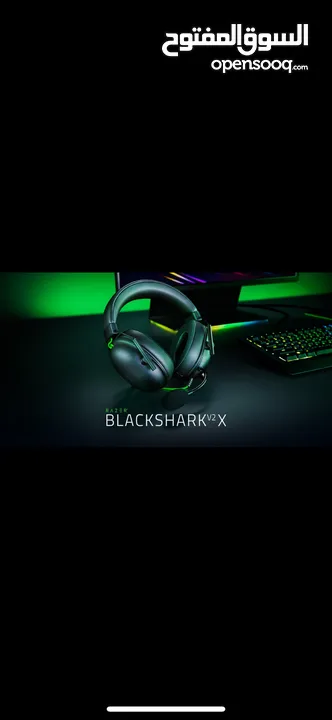 سماعة ريزر بلاك شارك V2x  Razer black shark v2x حالة السماعة ممتازة استعمال اقل من شهرين