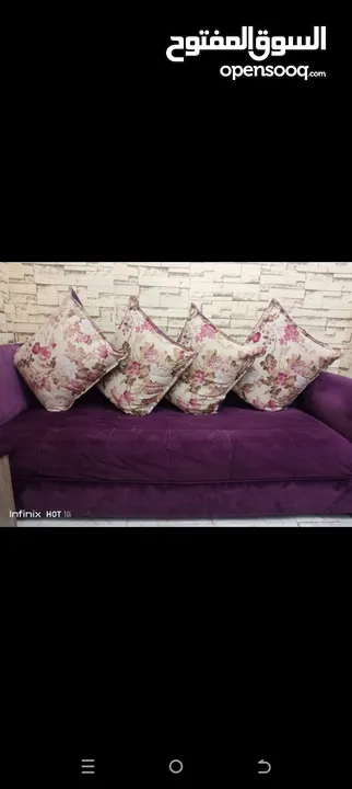 طقم كنب كورنر مع ثنائية لون نهدي 8 مقاعد