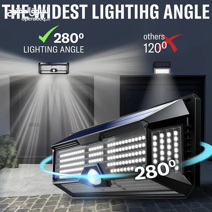 ليزد برو مصابيح شمسية خارجية فائقة السطوع 298 مصباح LED 2500 لومن - مصابيح LED تعمل بالطاقة الشمسية