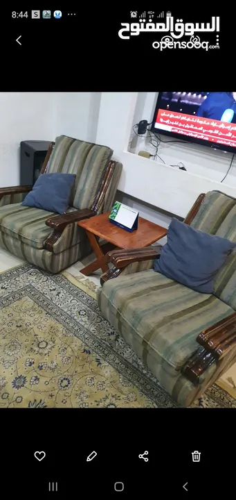 طقم كنب مورس عشر مقاعد تنتين ثلاثية وأربعة مفردة خشب زان تقيل بحالة جيدة