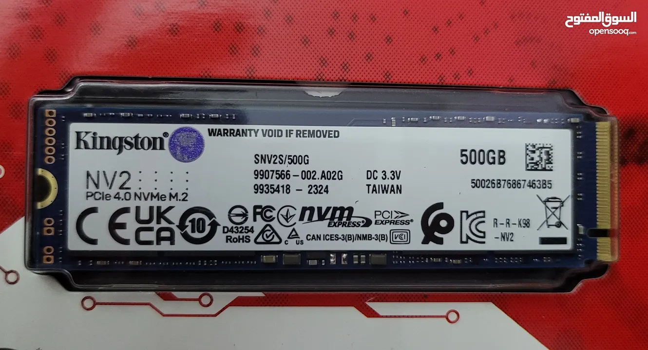 هاردسك ssd nv2 nvme kingston 500GB جديد اخر اصدار Pcie 4 بسعر حرق  27 دينار