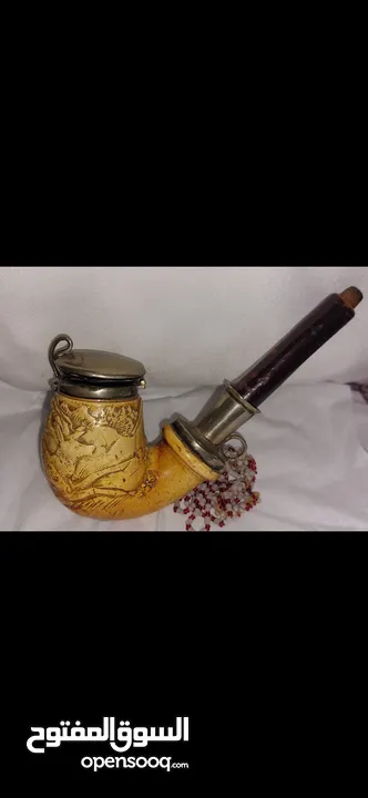 اسوار فضة عيار 800 برطاني سنة الصنع 1905  غليون فضة و عاج محفور