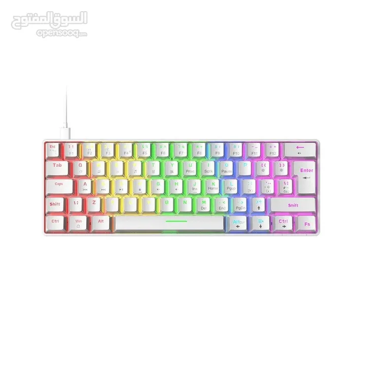 كيبورد ميكانيكي 60% زيولانج لون ابيض RGB Ziyoulang T60 Mechanical Keyboard 62 Keys