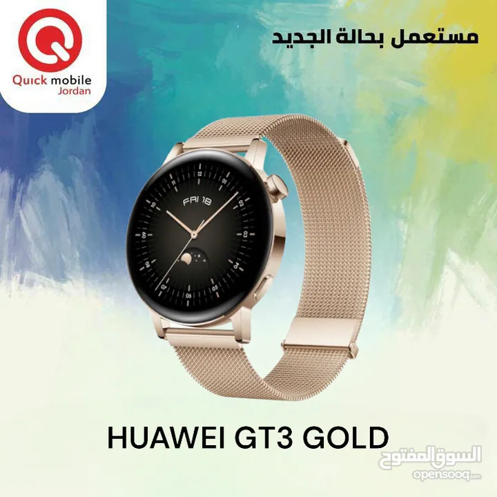 HUAWEI GT3 GOLD (42M) USED /// ساعة هواوي جي تي 3 لون ذهبي مقاس 42