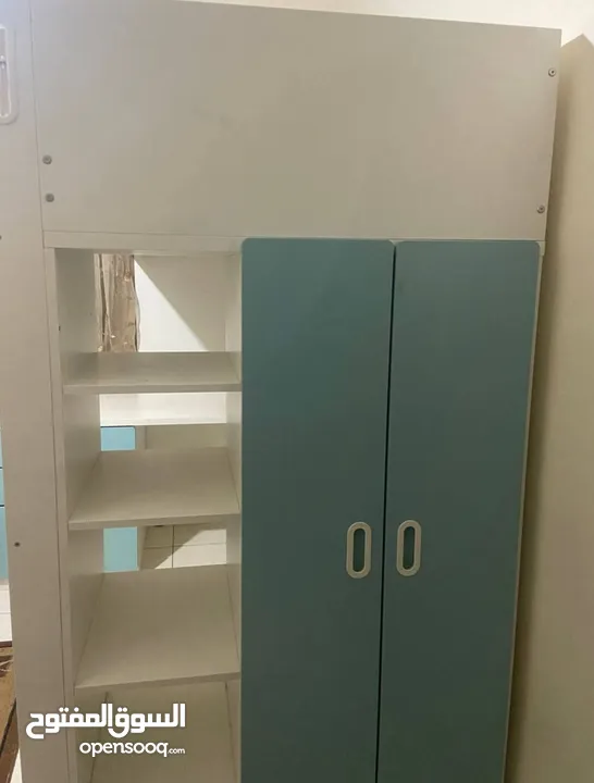 تخت طابقي ايكيا  ikea bunk bed مع فرشه مكتب ووحده ادراج  يونيت وحده