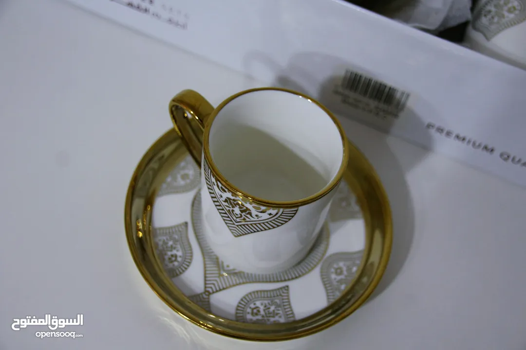 طقم فناجين قهوة ابيض مذهب فاخر Golden white coffee cups set