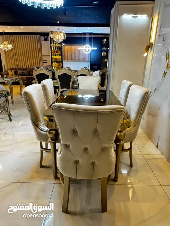 طاولات سفره فخمه مميزه مصنوعه من خشب زان والاتيه كفاله 3 سنوات