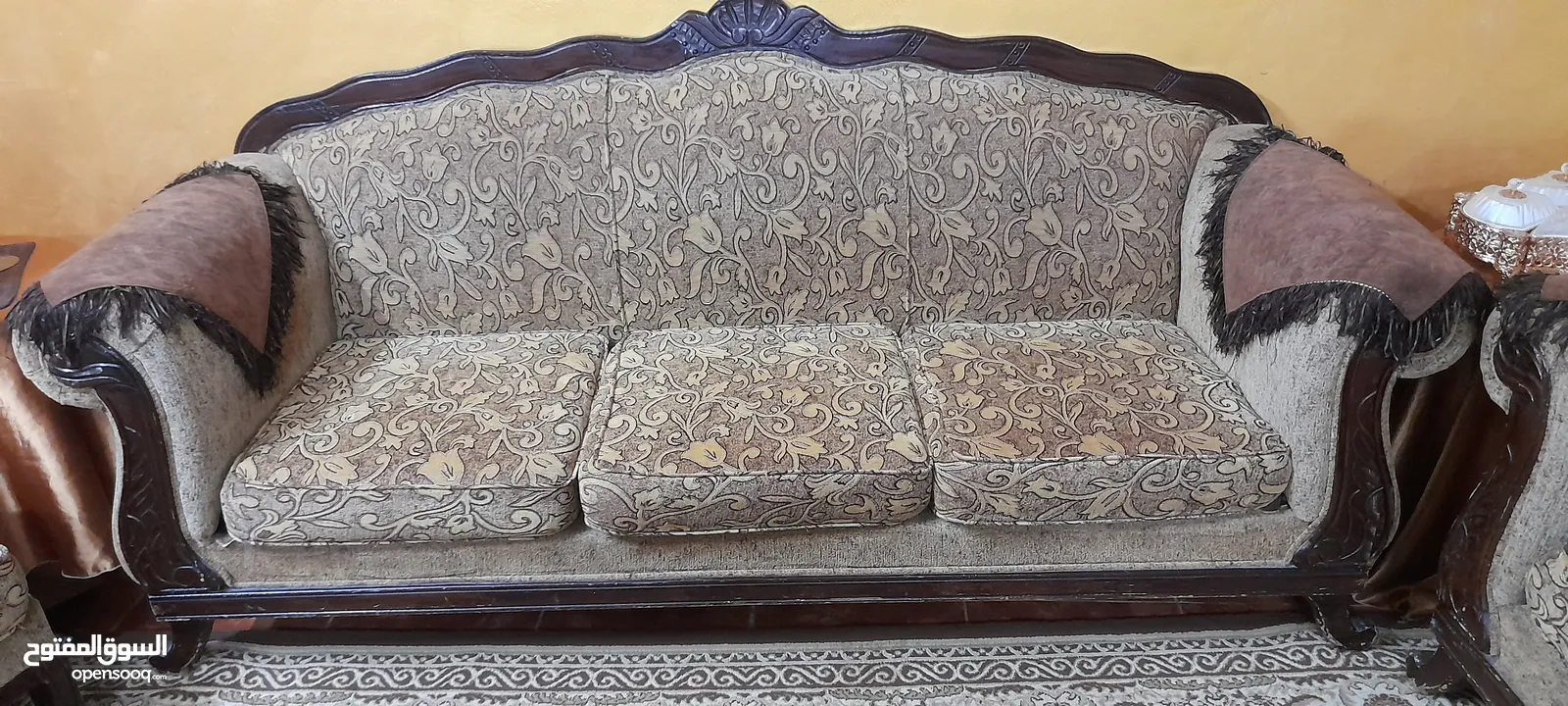 طقم كنب مصري 9 مقاعد مستعمل خشب زان ولا كسر