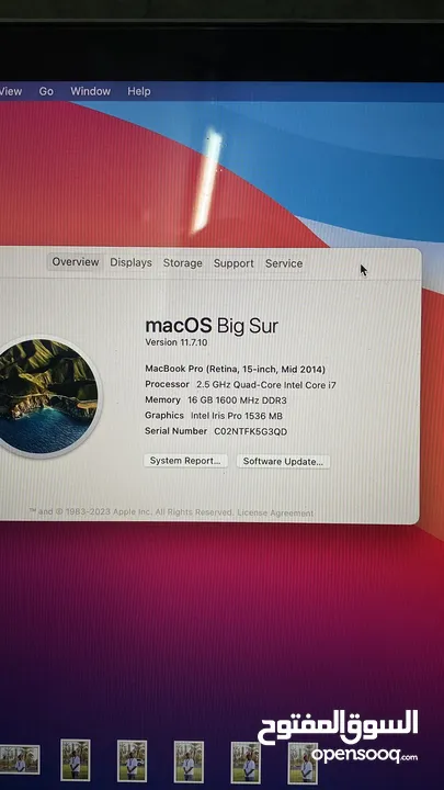 Macbook pro 2014نظيف جدًا