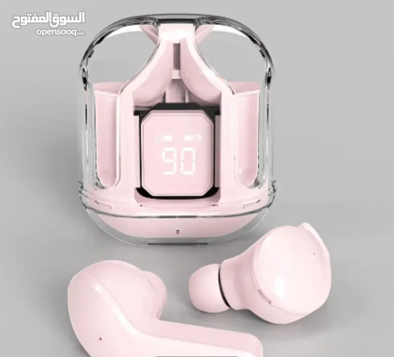 1 زوج من سماعات الأذن اللاسلكية مع شاشة رقمية LED - بطارية ليثيوم قابلة لإعادة الشحن، تصميم داخل الأ