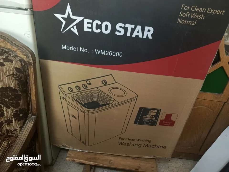 غسالة ايكو ستار جديدة لم تفتح بالكرتونة   12 كيلو موديل WM26000 حوضين   سعر الشراء 110  سعر البيع 75