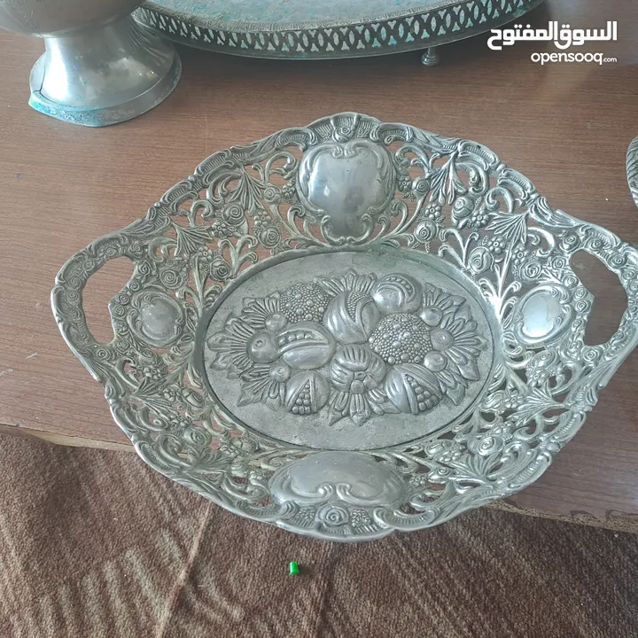 مجموعة أواني نحاس ملبس فضه نوادر  لاصحاب الذوق  الرفيع