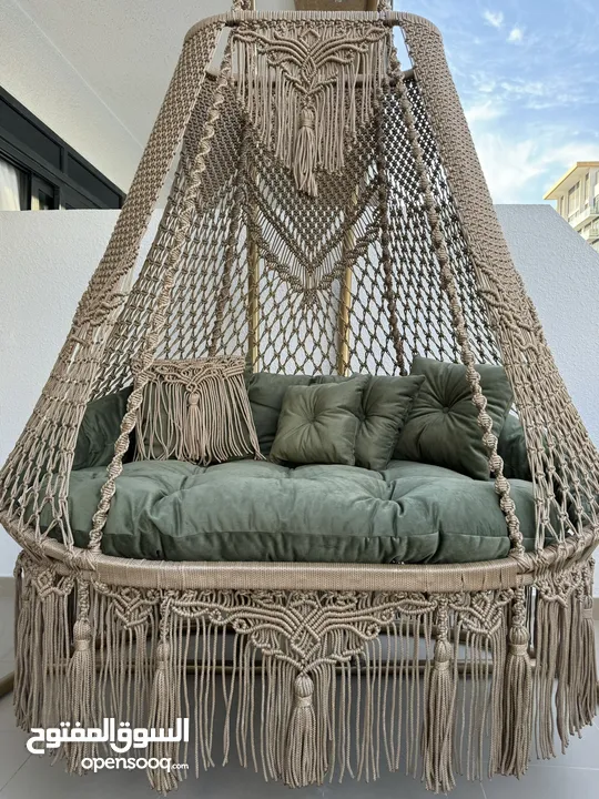 Handwoven two-seater swing