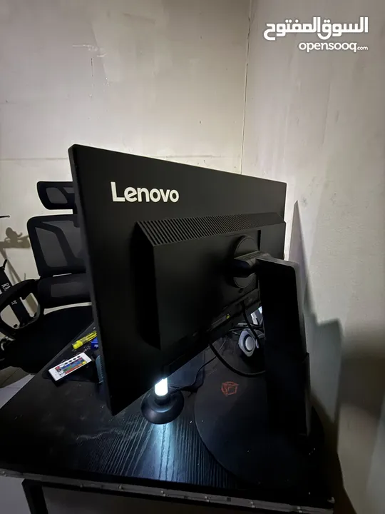 جهاز لابتوب hpمع شاشتين 168hz Lenovo مع طاولة gaming+كرسي gaming + اضاءة spotlight + جميع الملحقات