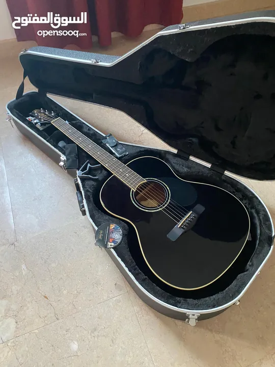 Greg Bennett Black Acoustic Guitar with hard shell Gator case