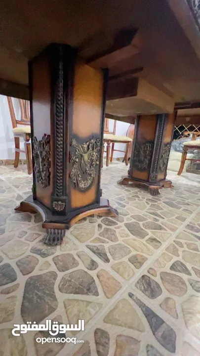 غرفة سفرة 3قطع ع الوجه زجاج حراري للحماية من الخدوش ستايل أمريكي 8كراسي