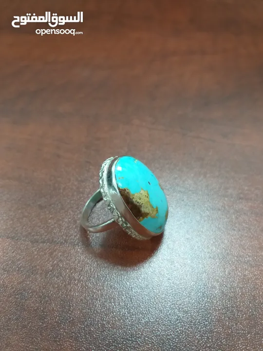 خاتم فيروز ايراني نيشابوري طبيعي بعروق ذهبي natural Iranian nishapuri turquoise feroza