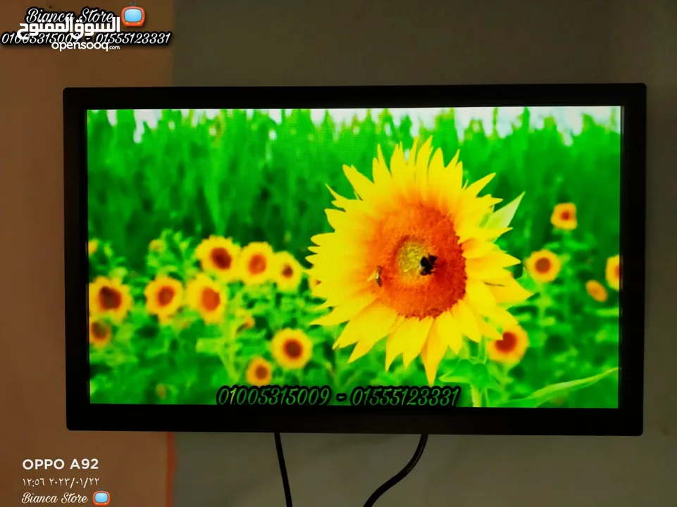 شاشة 24 بوصة LED FUll HD IPS معاها رسيفر و قاعدة مكتب و حامل حائط و ضمان سنة