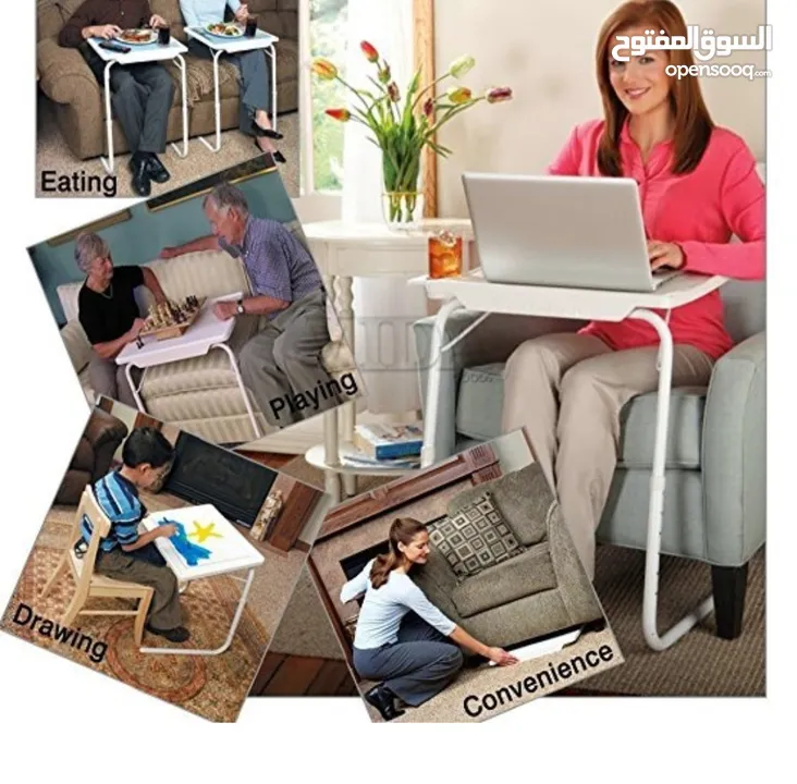 طاولة اكل متحركة 52 سم طاولات دراسه تيبل ميت مع حامل كاس و كوب متعددة الاستخدامات Folding Portable T