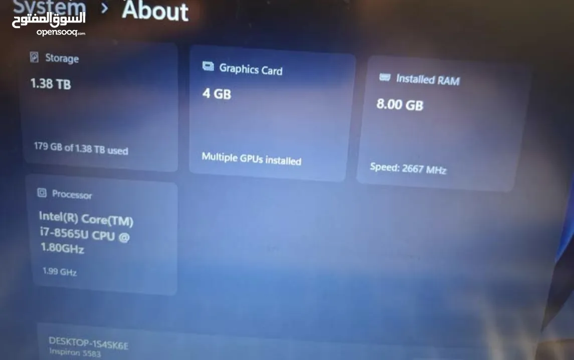 DELL inspiron 15 5583 core i7 8th generation   للبيع في اربد