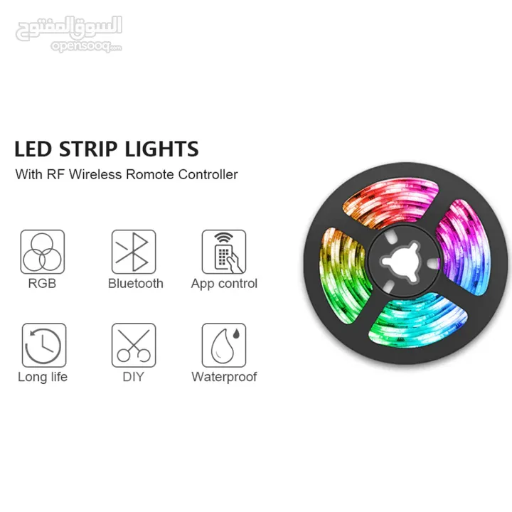 LED Strip Light RGB 5050 Flexible Ribbon With App Control حبل انارة ذكي يعمل على الصوت والتطبيق والر
