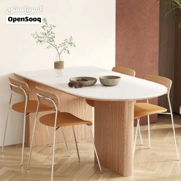 Custom-Made Oval MDF Dining Table with White Melamine Top and Dual Woodgrain Panel Legs