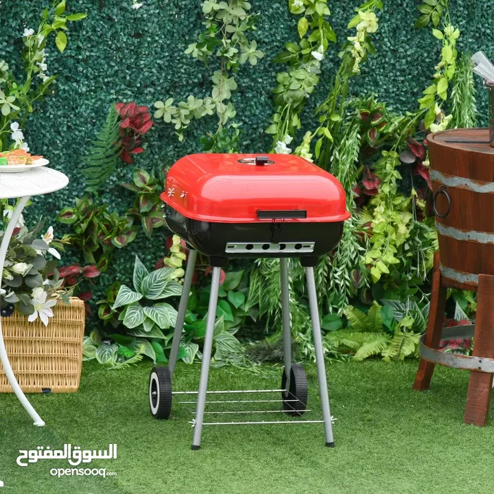 شواية الفحم المتنقل بغطاء زرب حجم متوسط منزلي بأقل الأسعار