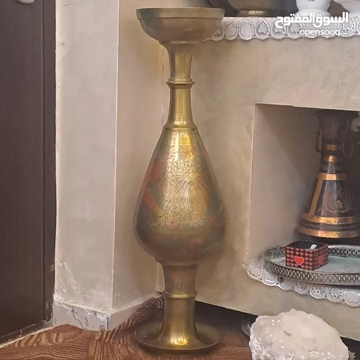 مزهرية نحاس نقش يدوي ارتفاع 120سم مميزه لاصحاب الذوقالرفيع