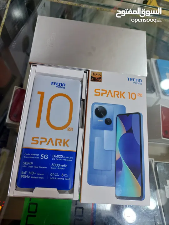 مستعمل ايام Spark 10 5G رام 8 جيجا 64 أغراضة والكرتونه الأصلية متوفر توصيل