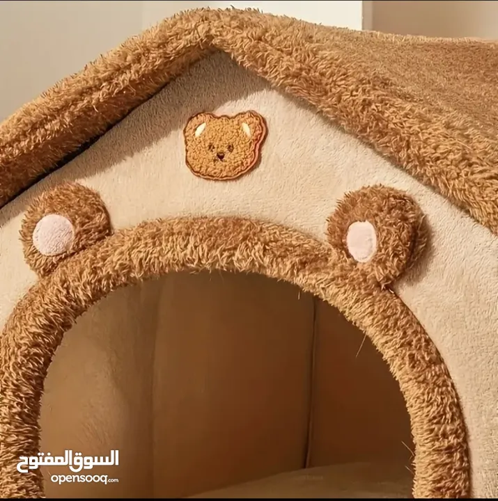 بيت قطط جميل وجديد وسرير للقطط والكلاب مريح ودافئ مناسب لجميع الفصول وممتاز لفصل الشتاء