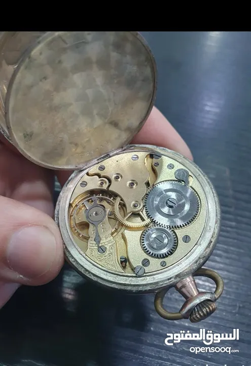 ساعة جيب فضة مع  طلاء ذهب