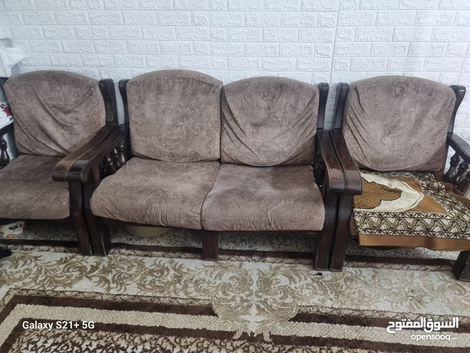 طقم كنب موريس 7 مقاعد خشب زان...  ثلاثية وثنائية ومفرد عدد 2