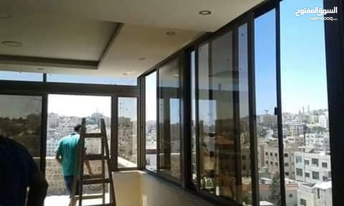 أعمال الألمنيوم شبابيك مقطع فلسطيني وخاص وكيرتن وال وفولدينج وسكوريت وسكاي لايت والكبوند والصيانة