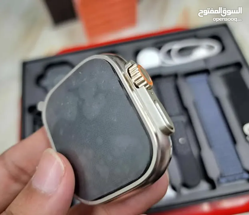 احدث بكج ساعة ذكية الجيل التاسع الافضل والمكفولة مع 7 كستك حديد وقماش والاترا وعادي  وكفر حماية