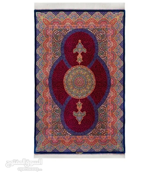 سجادة حرير ایرانیة يدويا نسيج ایران قم، كلها من الحرير silk carpet , Persian handmade silk Rug