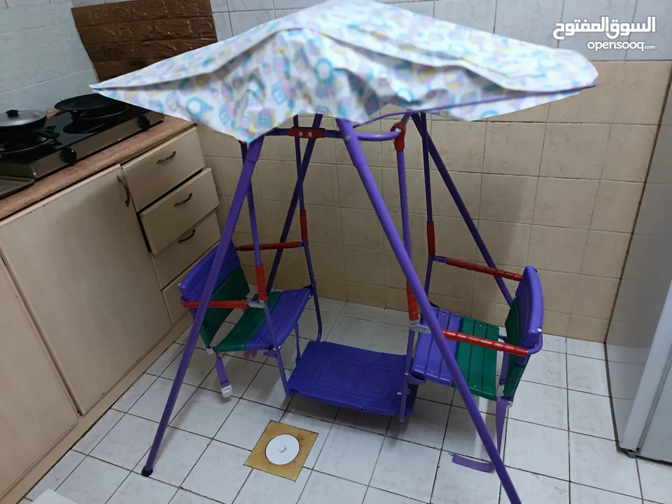 Kids foldable swing with 2 Seats and Baby cot with Mattress available for sale each 150