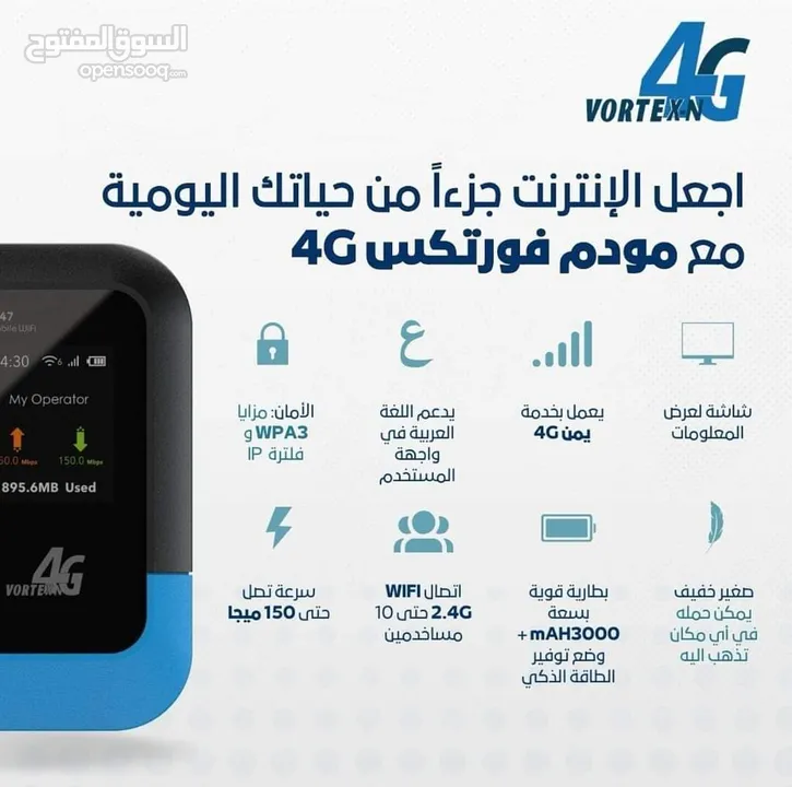 مودم فورتكس 4G نت سريع ووزنه خفيف وسفري