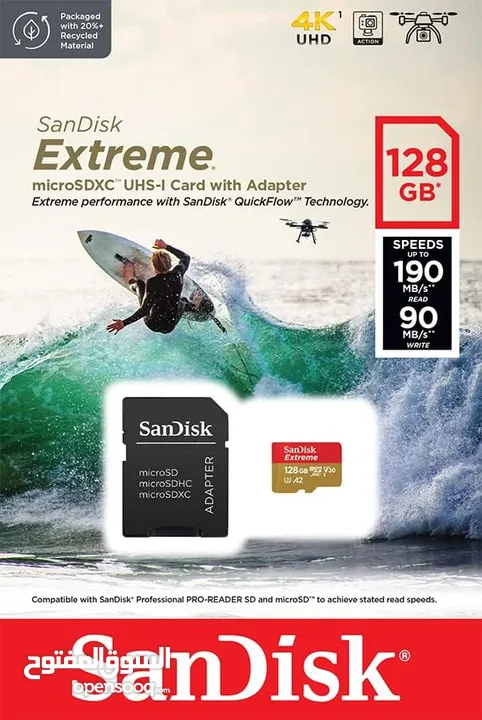 بطاقة ذاكره 128 جيجا سانديسك اكستريم اصليه SanDisk 256GB Extreme