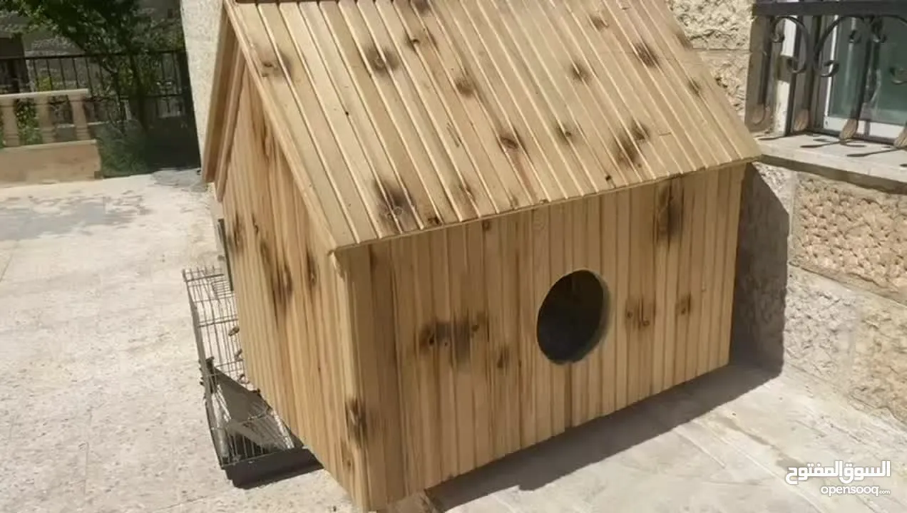بيت كلب خشب كبير