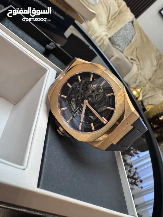 MEN'S SKELETON RUBBER ROSE GOLD ساعة رجالي من ارقى الماركات العالميه 2023