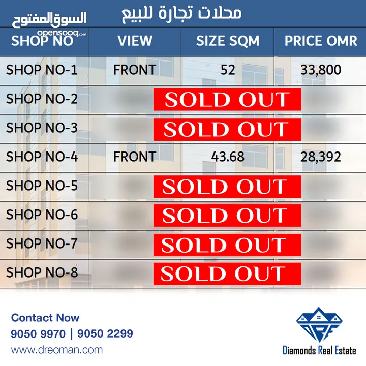 #REF1111    فرصة للاستثمار  محلات تجارية في مشروع الخوض 325