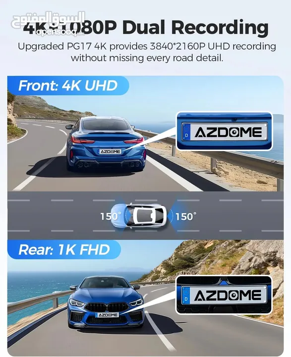 AZDOME PG17 12" WiFi Mirror Dash Cam 4K Front and 1080P Rear View Mirror Camera
