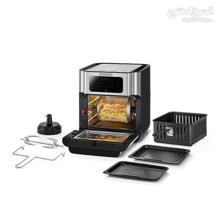 Black+Decker Digital Air Fryer Oven Digital Temperature Control 10 Preset Programs 12L Silver Aof100