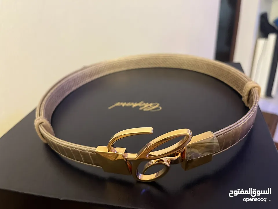 حزام  Chopard Chopard Metallic Gold Python Embossed Leather Miss Happy Belt 115CM