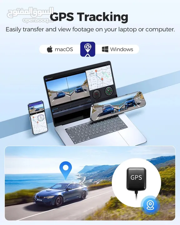 AZDOME PG17 12" WiFi Mirror Dash Cam 4K Front and 1080P Rear View Mirror Camera